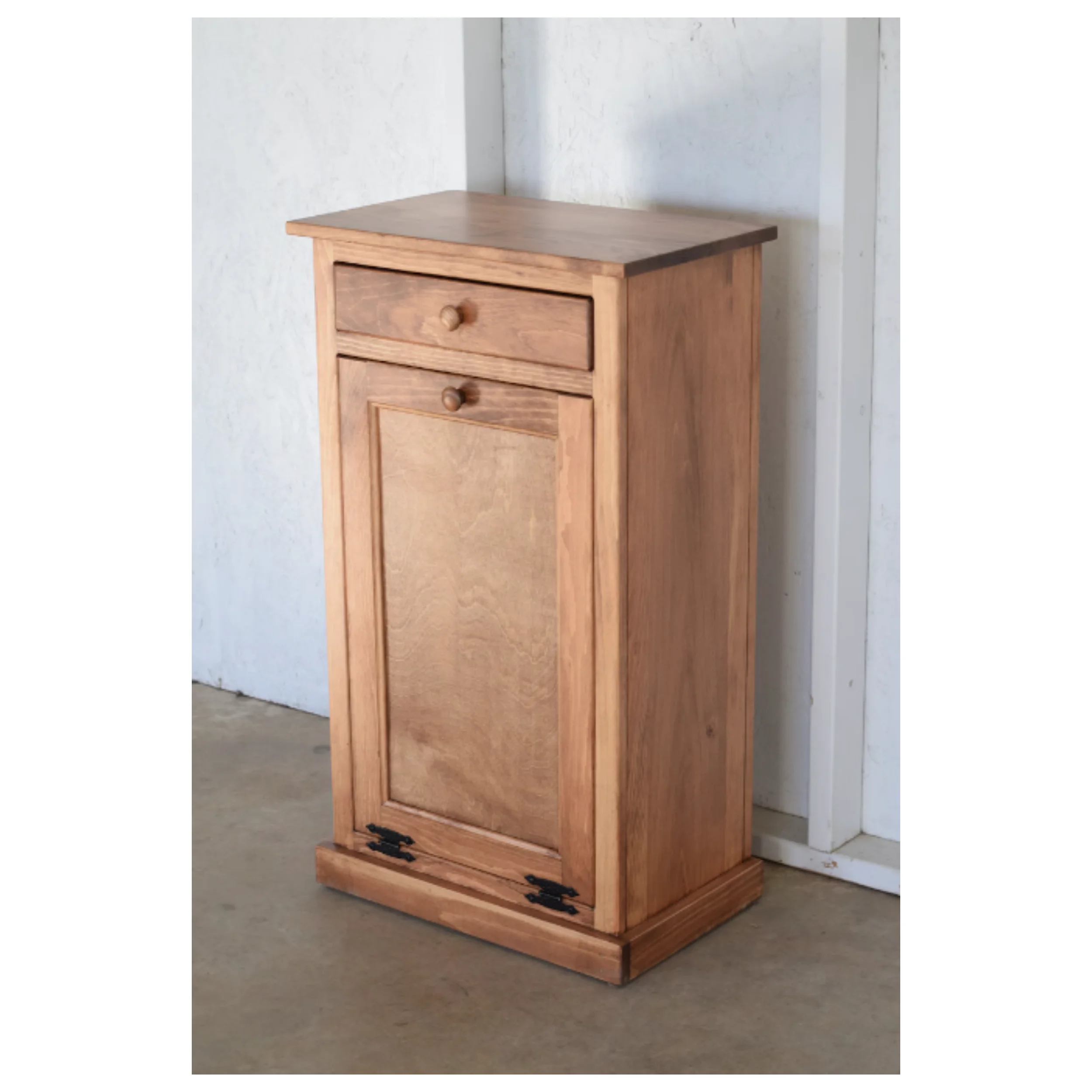 Rustic Wooden Home Trash Can Cabinet 13 Gallon Kitchen Garbage Can Saving Space Wooden Recycling Trash Bin with Lid