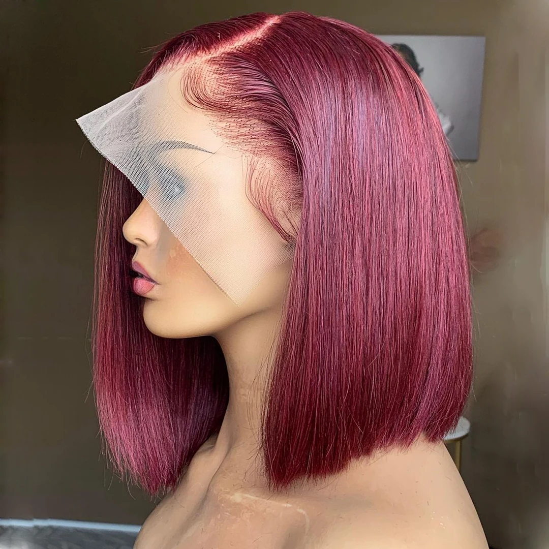 Peruvian Burgundy 99j Colored Short Bob Wigs Human Hair Lace Front Full Lace Human Hair Wig For Black Women Hd Lace Frontal Wig