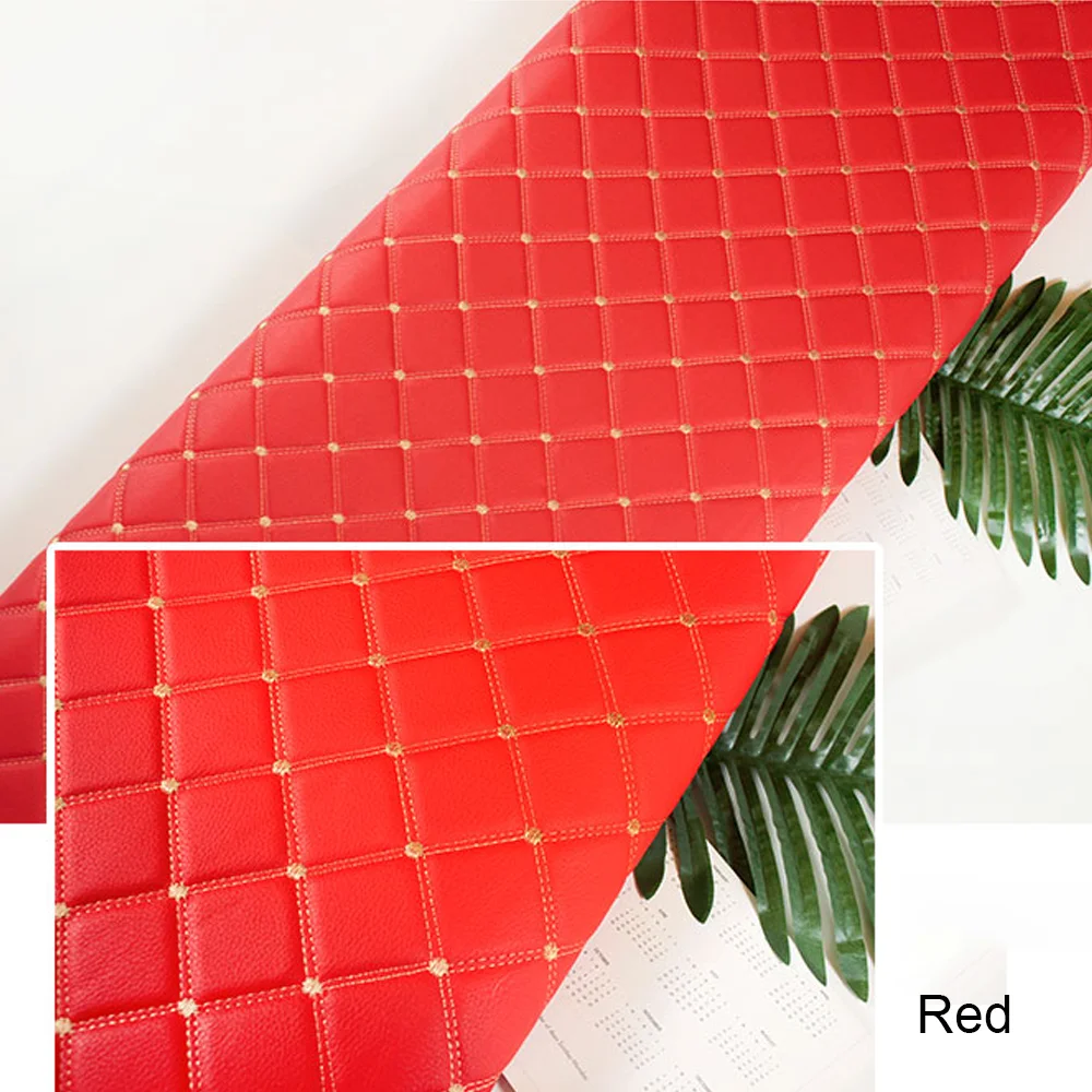 Free Samples Thickened Waterproof Foam Backed Embroidered Car Interior Leather Quilted Car Seat Leather Fabric