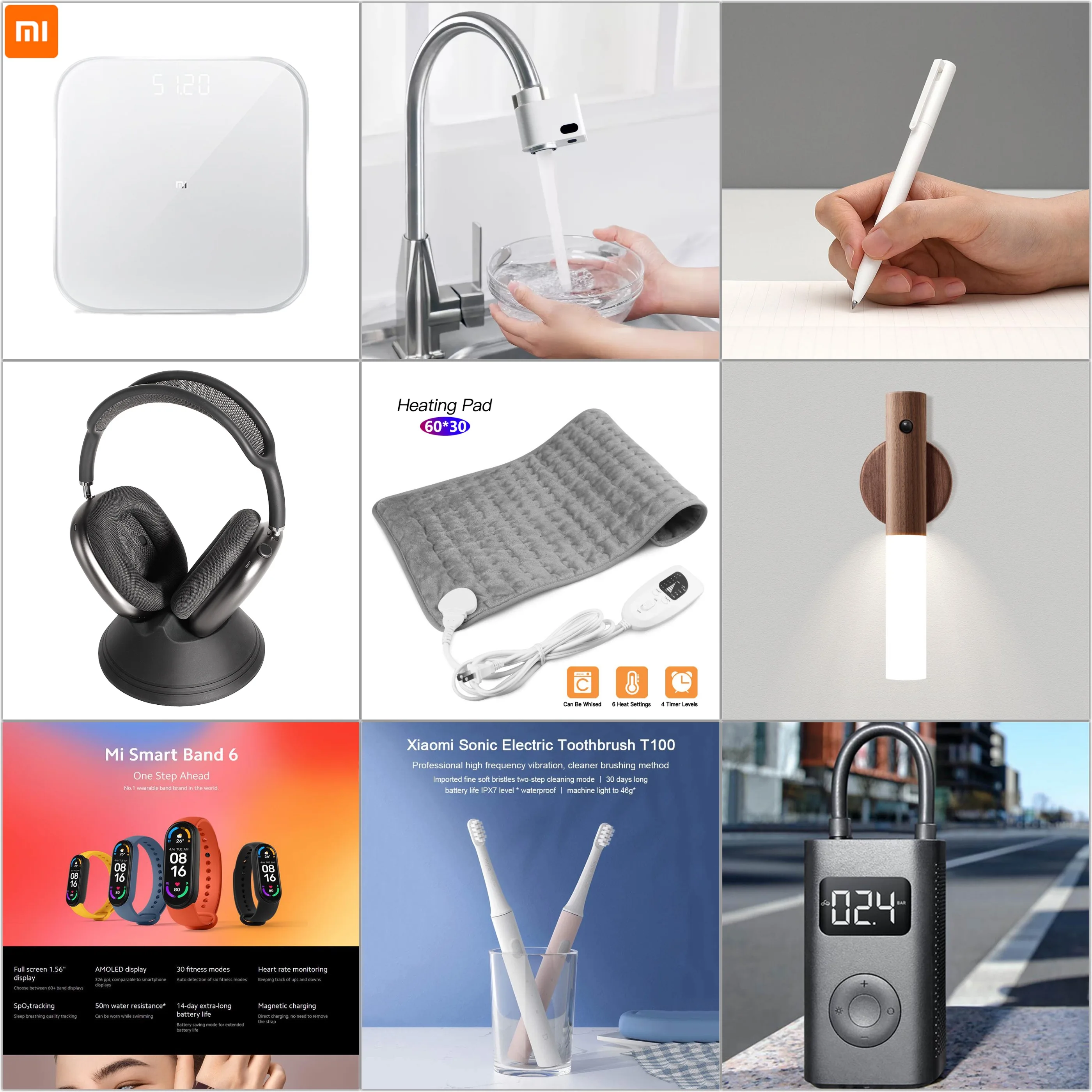 Электрический воздушный насос XiaoMi со светодиодной подсветкой и ЖК-дисплеем для автомобилей велосипедов шин мотоциклов портативный компрессор