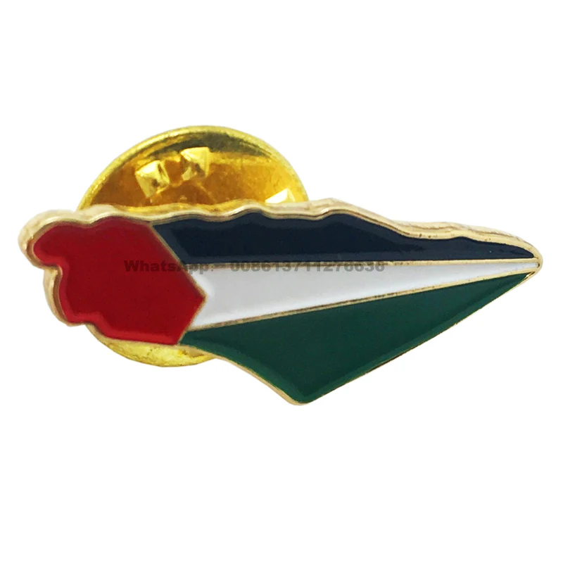 Golden Palestine Map Shape Flag Color Metal Lapel Pin