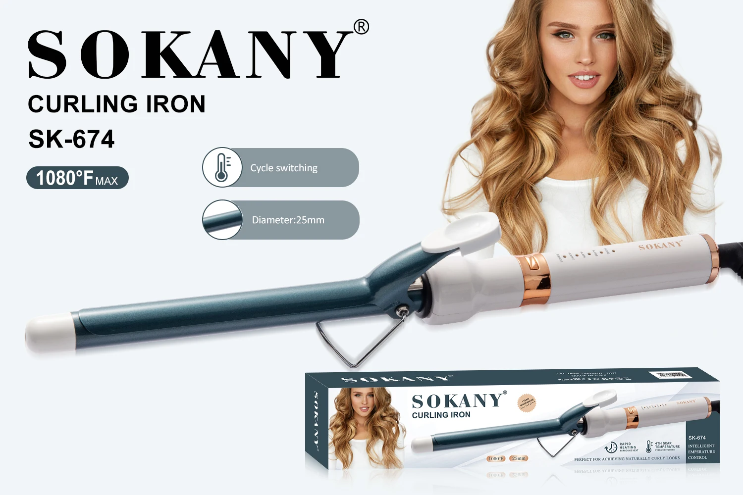 sokany  Ceramic Hair Curler Wet Dry Rotating Temperature Regulating Hair Straightener 110-240v