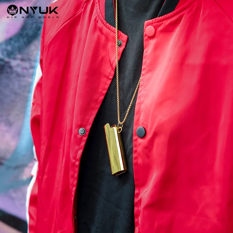 Carney Island Hiphop Briquet Fashion Item Lase Metal Lighters Case Custom Logo Laser Cover Necklace