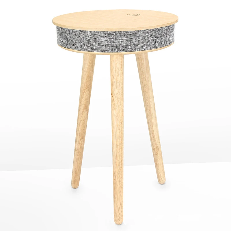Simple Movable Wireless Charging Solid Wood Coffee Table Sofa Side Table Coffee Small Round Table.