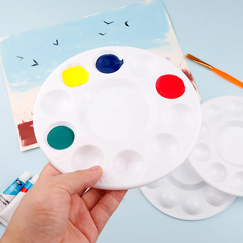 Huichuang Cheap Price Round Watercolor Palette Artist Paint Palette Kids Art Supplies Painting Tools Plastic Acrylic Palettes