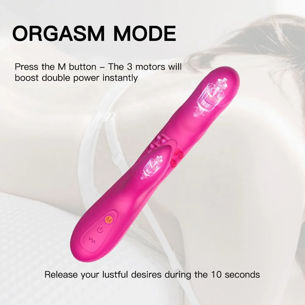 Thrusting Vibrator Dildo with Rabbit Brush Silicone Elastic Dildo Vibrator for Woman Clitoris Vagina G Spot Orgasm Adult Sex Toy
