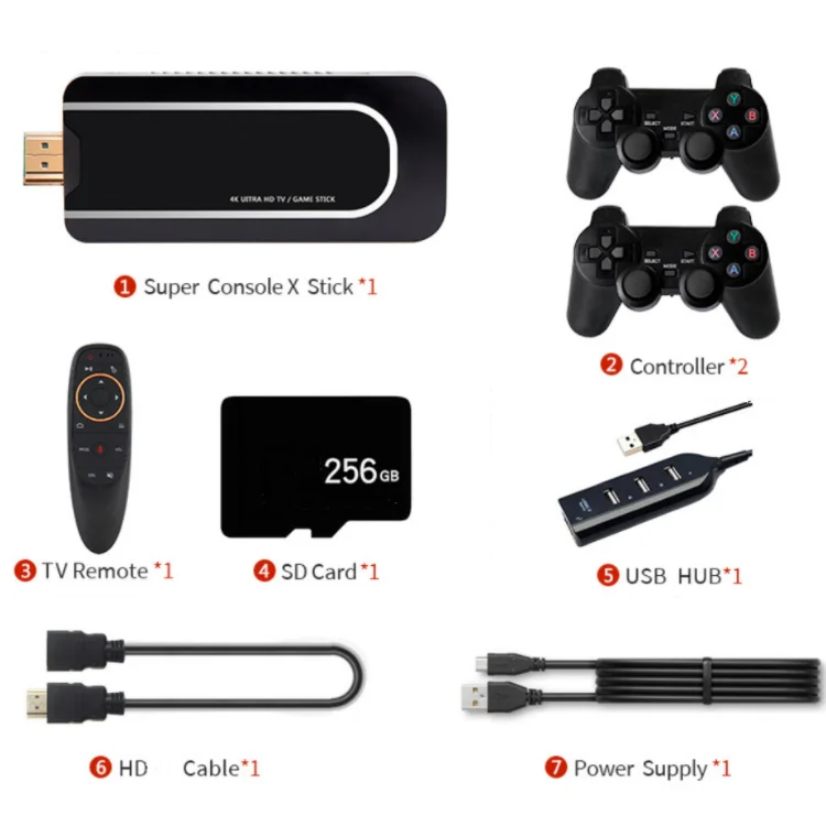 Консоль для видеоигр Super Console X Stick 64G 128G 256G Портативная Ретро 4K HD TV игровая