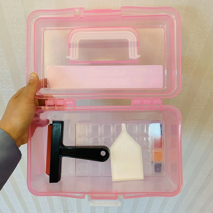 Wholesale hard plastic 10 inches Transparent double layer portable flat multi-drawer  jewelry storage box