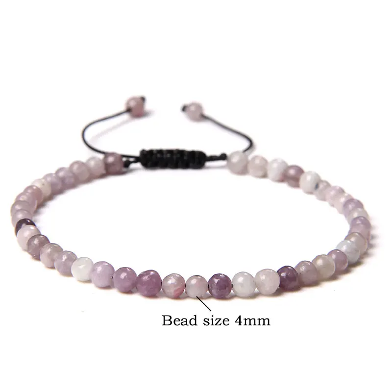 Hongyu New Fashion Cute Small 4mm Gemstone Natural Agate Jasper Aventurine Eye Stone Beads Macrame Bracelet Adjustable Women Men