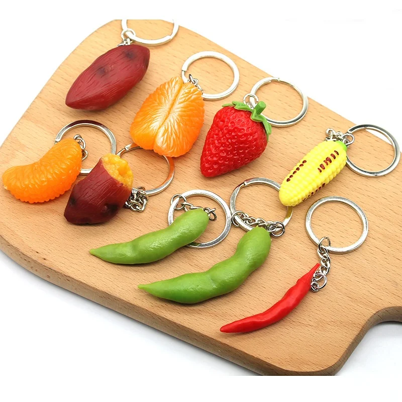 Creative gift environmental protection PVC simulation vegetable fruit pineapple banana keychain ring backpack pendant