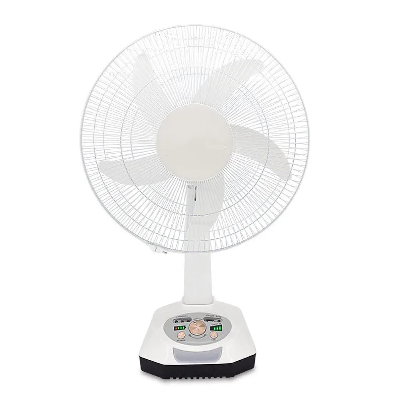 AC DC 16 inch Air Cooler 3 Speeds 6V Electric Desk Fans Cooling Charging Solar With LED Light Rechargeable Table Fan