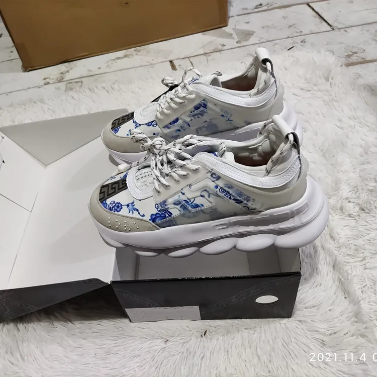 Authenticity Luxury Chain Reaction High Quality Central Greek Key Print Colorful Casual Walking Sneaker Shoes for Men Women