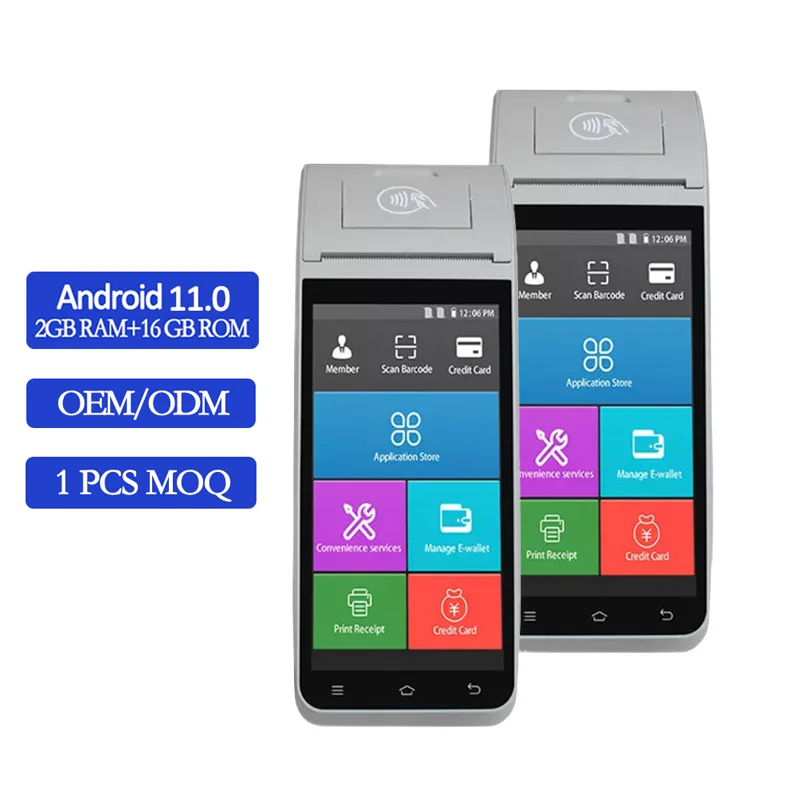 Handheld POS 5.5 Inches 4G Wifi Bluetooth NFC Printer Camera Fingerprint Android Handheld Mobile POS Terminal with Printer