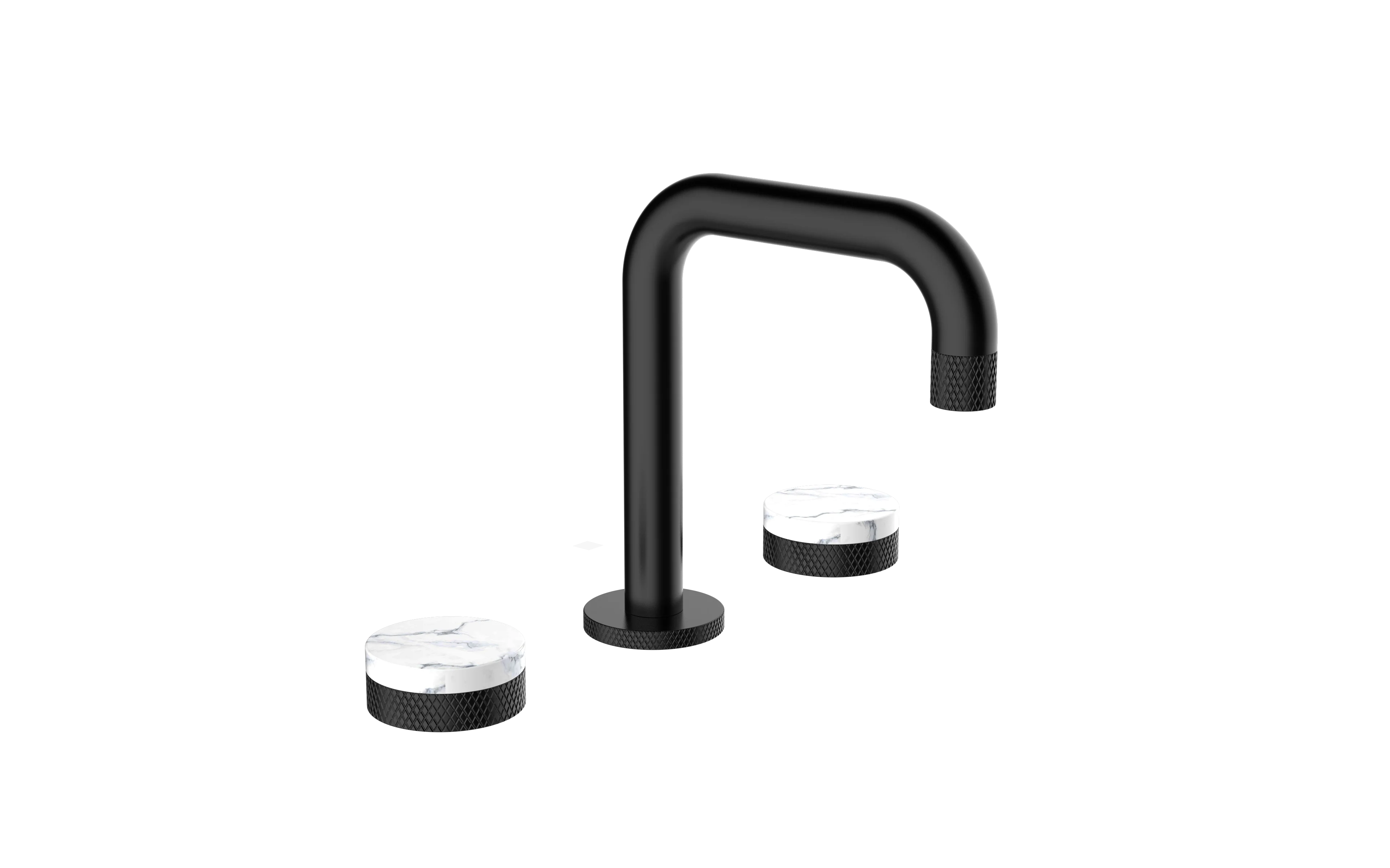 
matte black Wall Mounted three hole basin faucet with marble handle gold color faucet three hole bathroom taps faucet tapware 