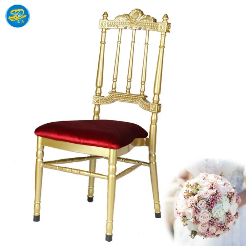 Castle Golden Painting Noble Red Velvet  Banquet Event Party Wedding Royal Chair Napoleon Chair