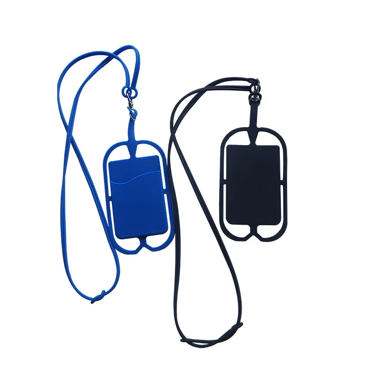 Universal Silicone Cell Phone Neck Strap Lanyard With Credit Card Pocket Holder
