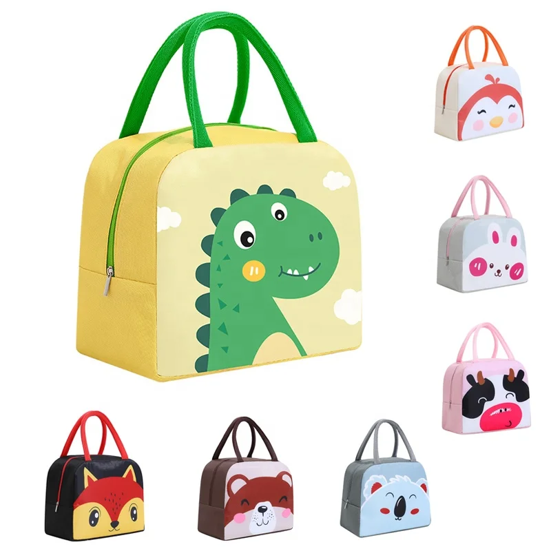 Wholesale Cartoon Cute Animal Insulated Lunch Box Tote Picnic Food Cooler Pouch Dinosaur Thermal Lunch Bag for Kids Girl Women