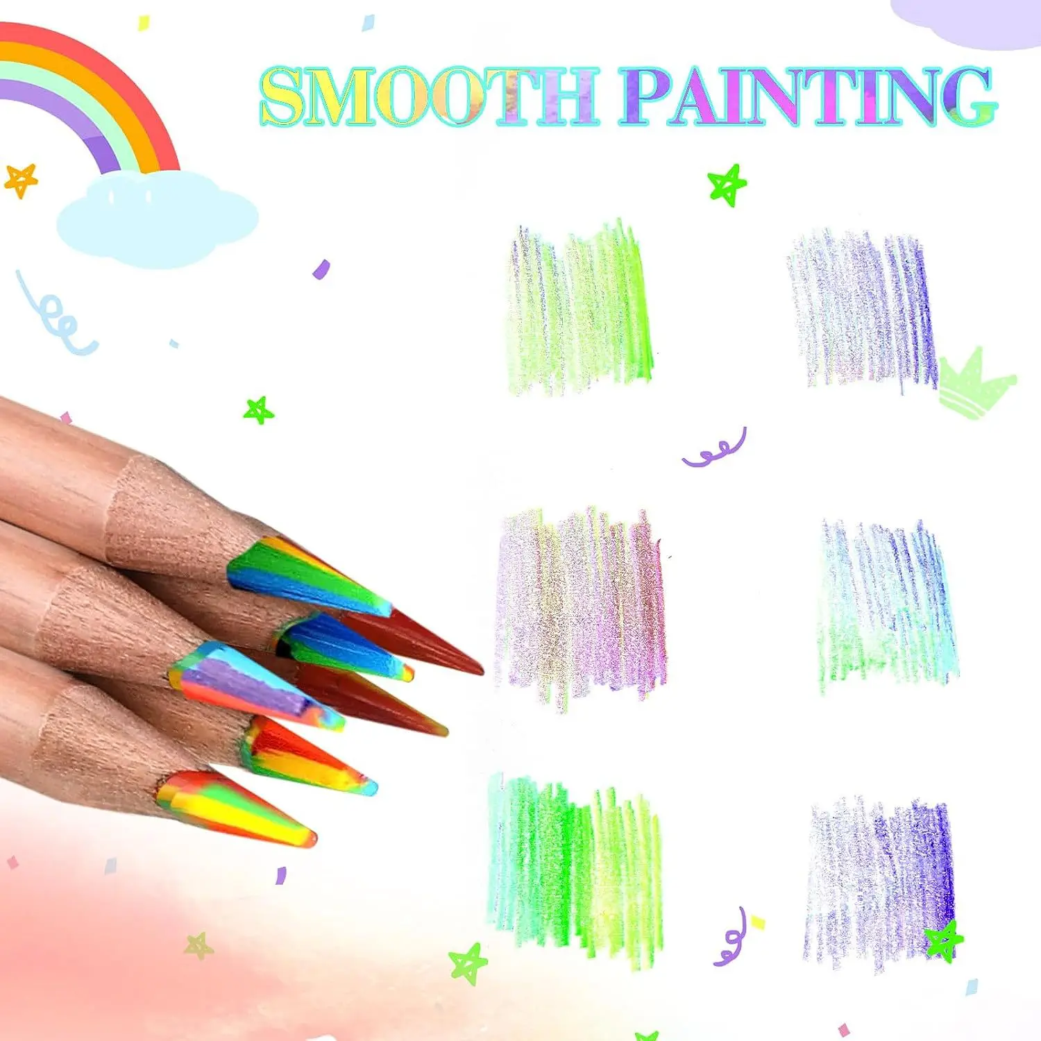 cheap price Rainbow 4 Colors Lead Wooden Pencil For Kids Student Stationery Gift