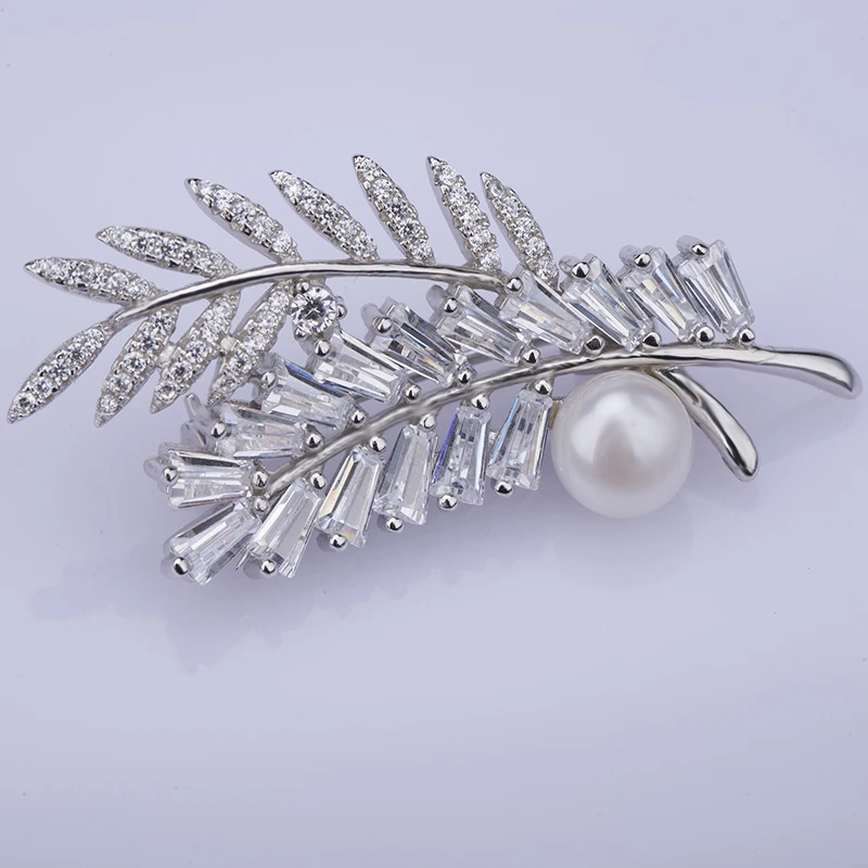 wholesale Women Costume silver pearl Brooch pin Jewelry for wedding Christmas present