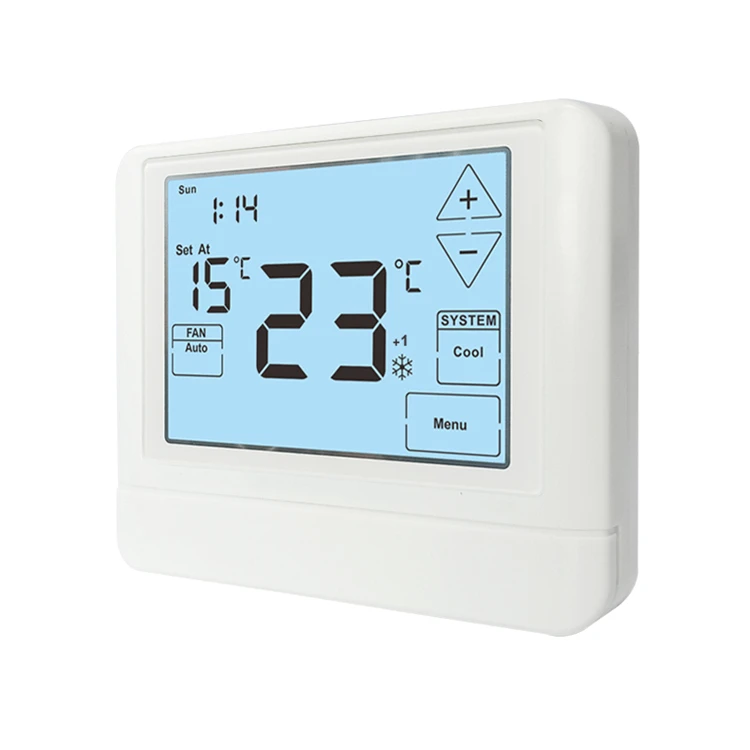24V Touch Screen LCD 7 Day Programmable Air Conditioner Room Thermostat for HVAC System