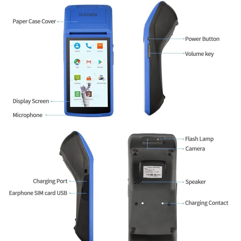  M1 e-Boleta Android сенсорный экран портативный Pos NFC 58 мм Термальный чековый принтер 3G синий зуб WIFI штрих-код точка