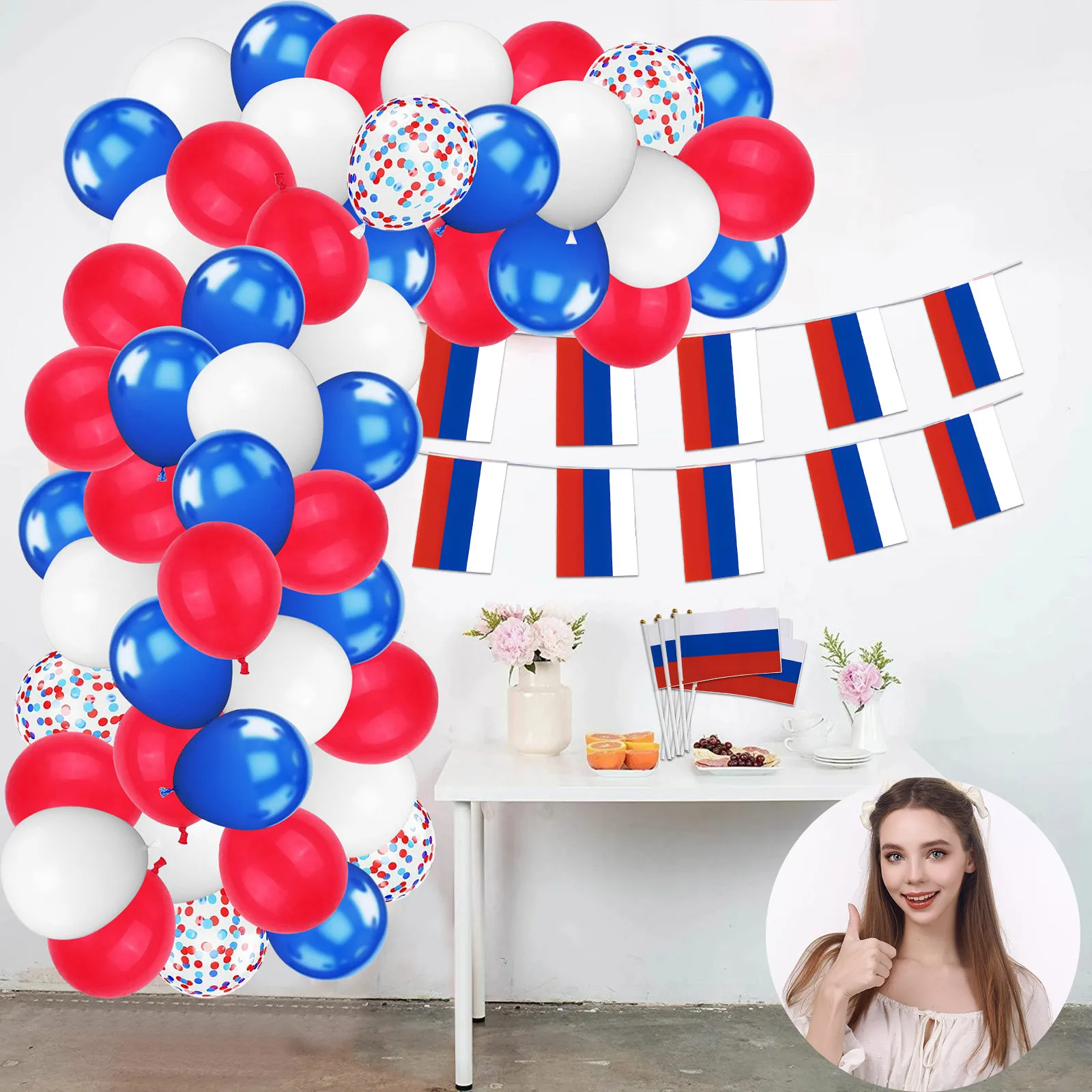 Russian Themed Balloon Set Victory Holiday Party Decoration Set Latex Balloon Paper Banner