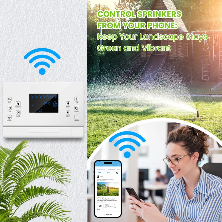 Smart Home Appliance 8 Zones WiFi Hose Timer Automatic Irrigation Water Sprinkler Controller