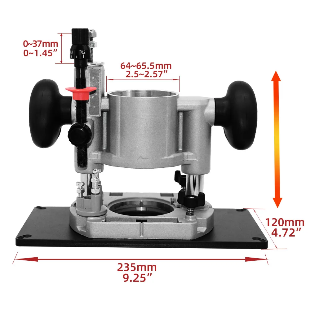 Router Lift Table Aluminum Plate Lifting Platform Woodworking Benches 37mm for 64-65.5mm Diameter  Engraving Trimming Machine