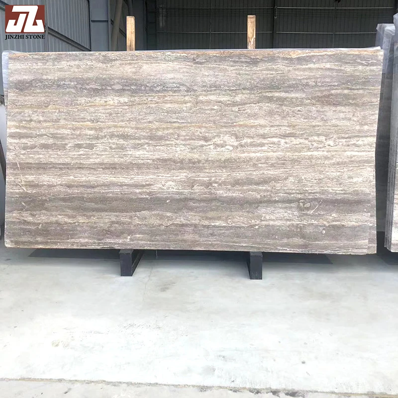 Grey Travertine Slab Polished Tile Kitchen Island Coffee Table Hotel Villa Wall Hotel Wall Features Graphic Design Solution