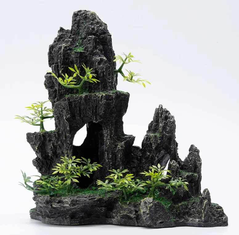 Aquarium Mountain View Stone Ornament Fish Tank Decoration Fish Hiding Cave
