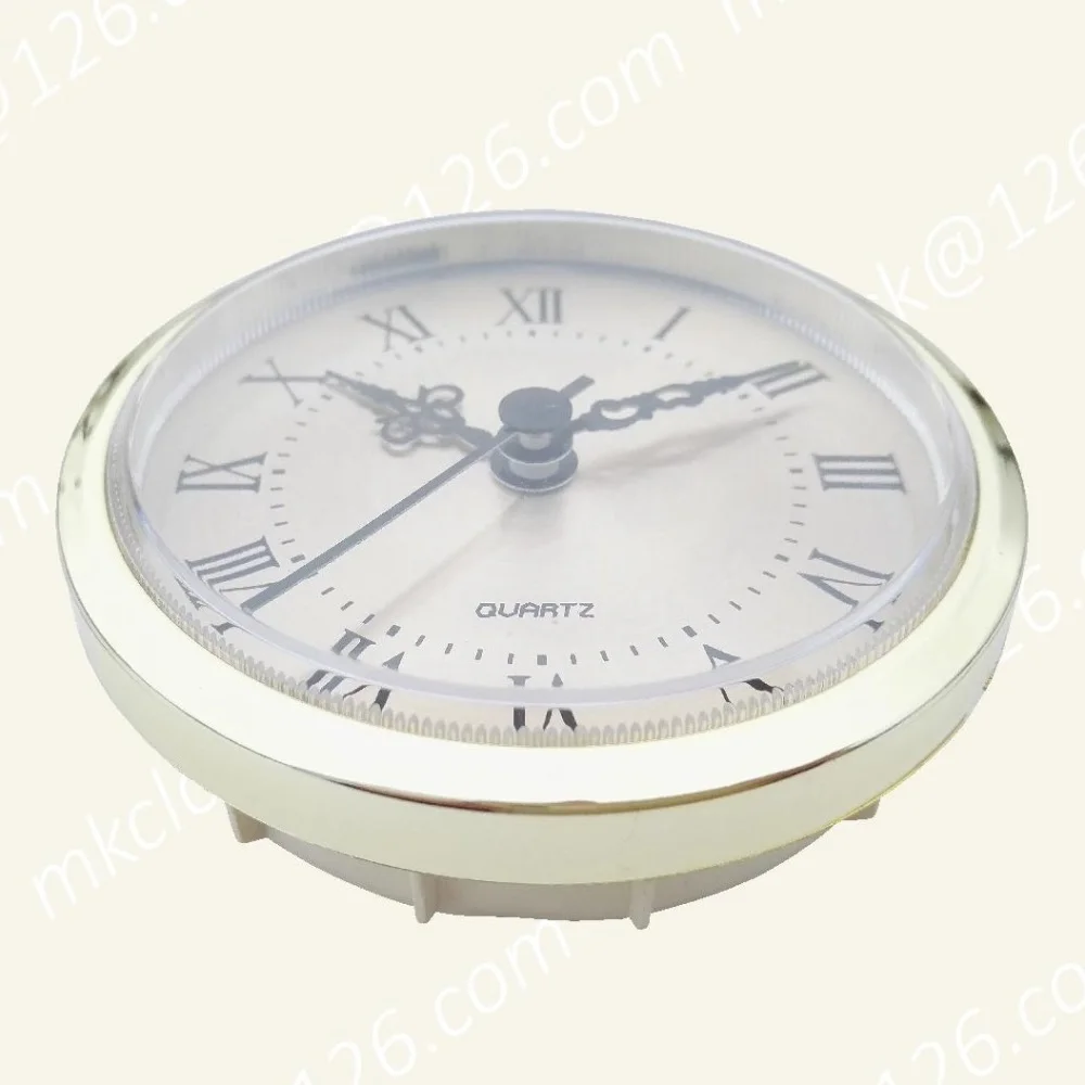 
90mm clock fit up quartz clock insert with gold plating bezel Roman numeral aluminum metal dial MK8608 clock movement 