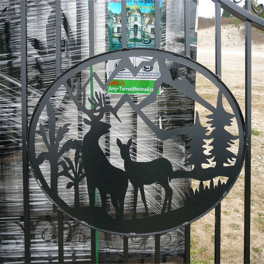 High Quality wrought iron gates automatic remote control Custom Low Price Black Galvanized Coated Gates