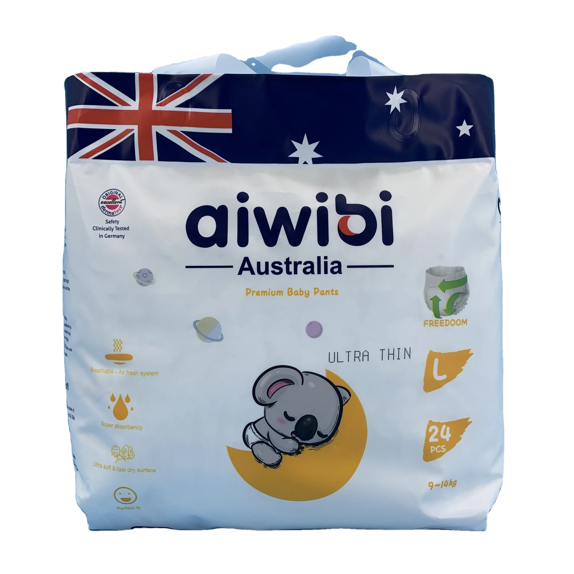 AIWIBI baby pants sale price disposable baby diaper pants  ultra thin breathable super dry baby pants XXL sizes bulk packing