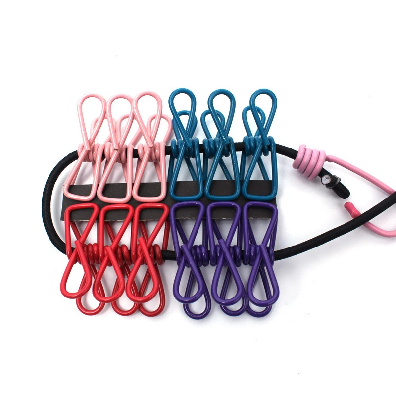 Portable Clothesline Retractable Stretchy Elastic Laundry Clothes Line with Clips for Backyard Vacation Hotel