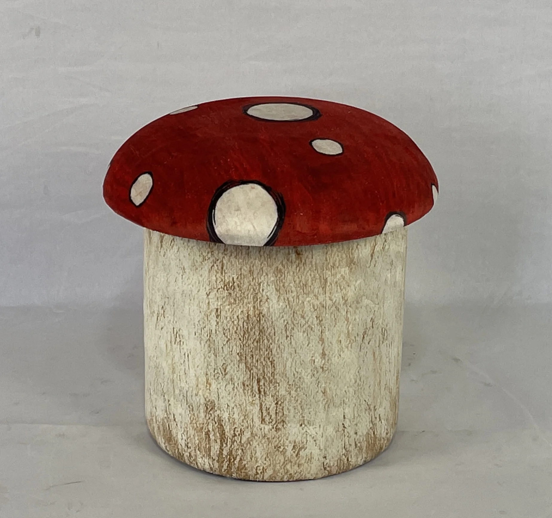 Fuzhou Fytch Mushroom Storage Ottoman Stool with Removable Lid Pouf Shaped Ottoman Wooden Cute Footstool Storage Stool