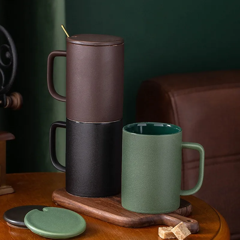 Reusable Luxury Frosted Granules Cappuccino Ceramic Mug For Office