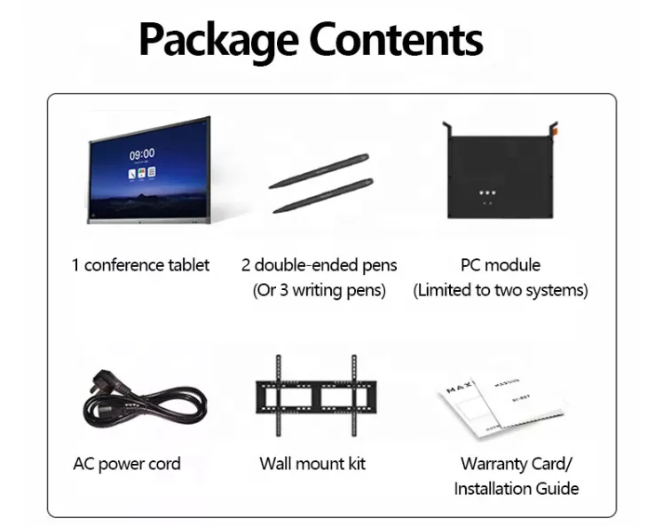 65/75/86/100/110 inch finger multi touch screen smart LCD display meeting room electronic digital interactive smart white board
