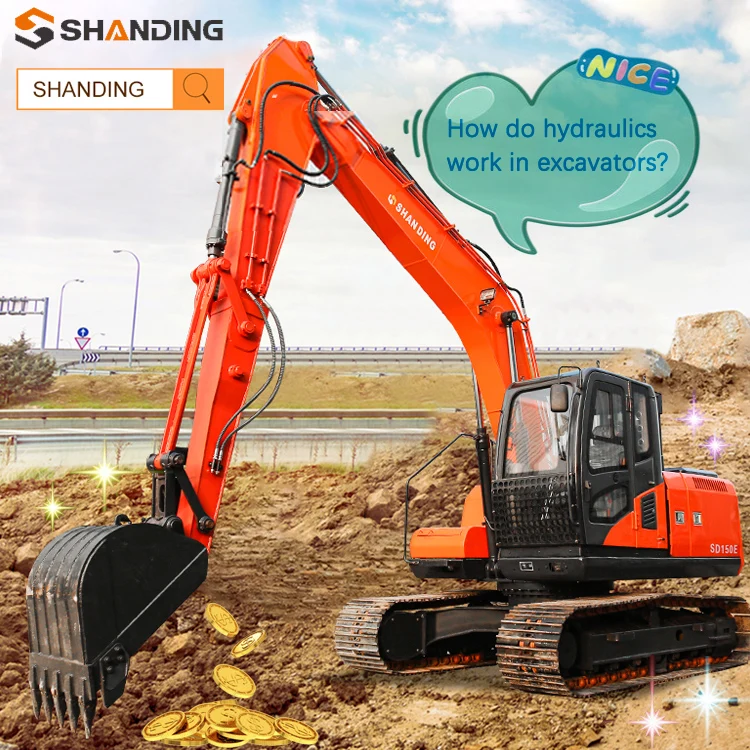 PROMOTION!! 71Kw 15ton Excavator Swing Motor Arm Digging Force 65kn Heavy Duty Crawler Excavator with Break Hammer