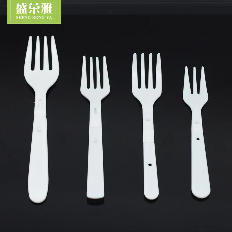 Белая пластиковая складная вилка высокого качества для торта, пирога, лапши