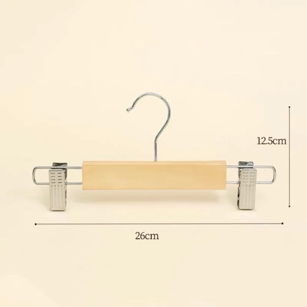 Wood Skirt Hanger with 2-Adjustable Clips Anti-Rust Hook
