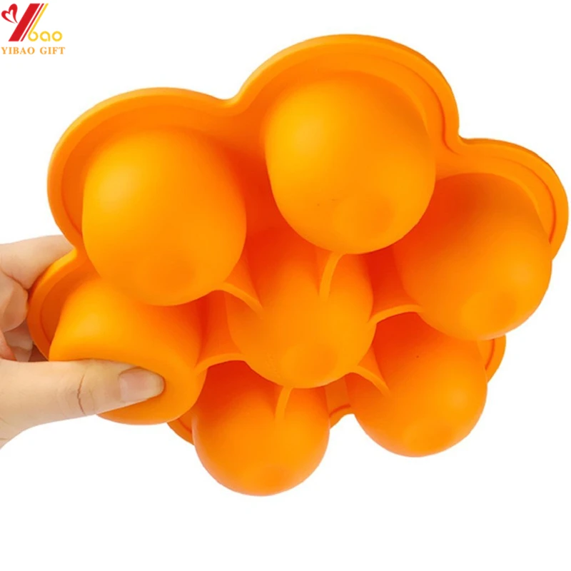 Ice Ball Mold Silicone Ice Tray Molds with Lids Customized 7 Circular Holes Silicone Kitchen Round Ice Cream Tools 50pcs