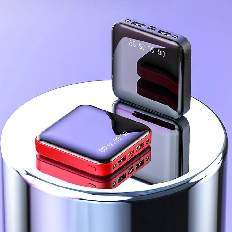 Mini 10000mAh Power Bank 5000mah External Battery Charger Digital PowerBank Dual USB Charge with LED Light