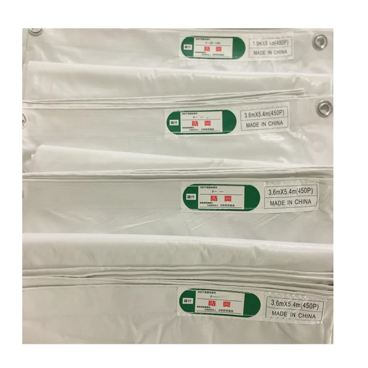 100% Polyester Fire Retardant White Tarpaulin 200gsm, Poly Tarp for Construction Protection
