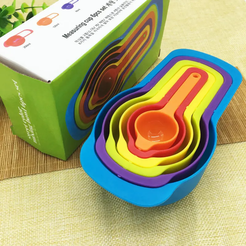 New Baking Tools Rainbow Color Stackable Combination Plastic Measuring Spoons Set Tools 6-Piece Kitchen Accessories Tools