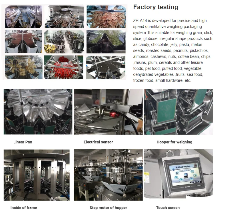 Automatic Weighing 50g 100g Dried Tomato Strawberry Blueberry Weighing Multi Head Weigher Machine