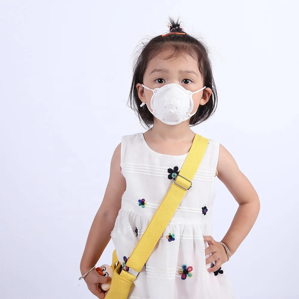 Baby 3D breathable comfort face mask for (1--4 Years Old) Kid`s funny  respirator with Cartoon( White Indian elephant)