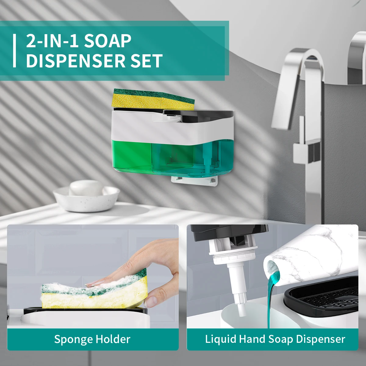 Restaurant Sponge Holder Dish Brush ABS Manual Pump Foam Liquid Dispensers Kitchen Soap Dispenser