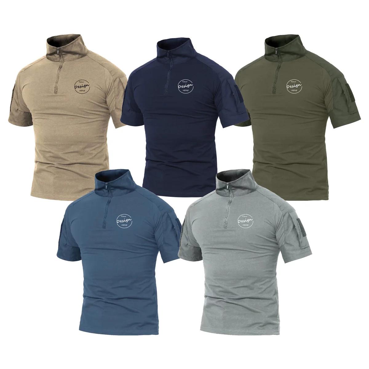 Hot Sale Custom 1/4 Zipper Elastic Quick Dry Sports Crewneck Short Sleeve Blank Tshirt Gym Outdoor Training Shirts