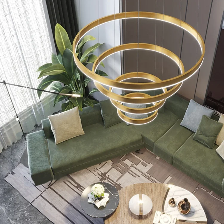 Ip20 70w High Brightness Large Size Led Pendant Light Golden Aluminum Housing Dining Room Modern Design  5 Years  Warranty