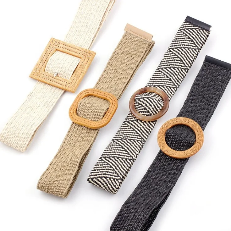 Fashion REACH PP Straw Handmade Resin Round braided Belt